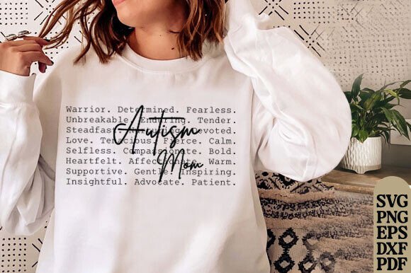 Autism Mom Words Png Svg, Autism Mama Graphics for T-Shirt Designs