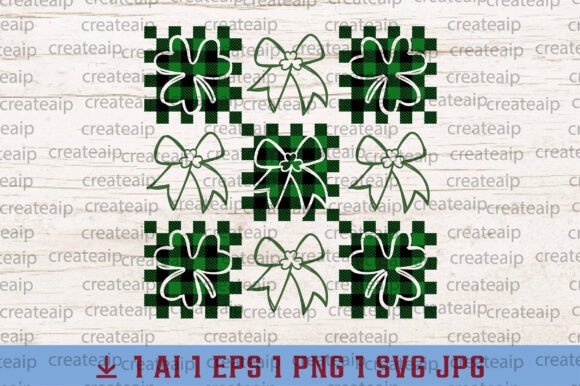 Checkered Bow Coquette St Patrick's Day Graphics for T-Shirt Designs