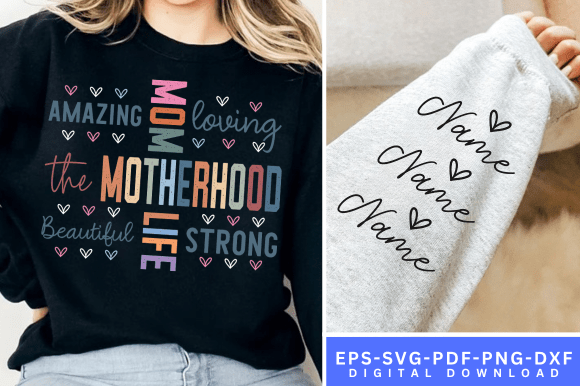 Mama Mom Life Sleeve Graphics for T-Shirt Designs