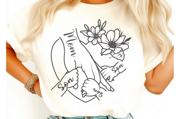 Mother with 3 Child s Hands: Graphics for T-Shirt Designs